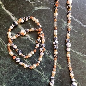 Elegant Jasper Beaded Necklace and Bracelet Set